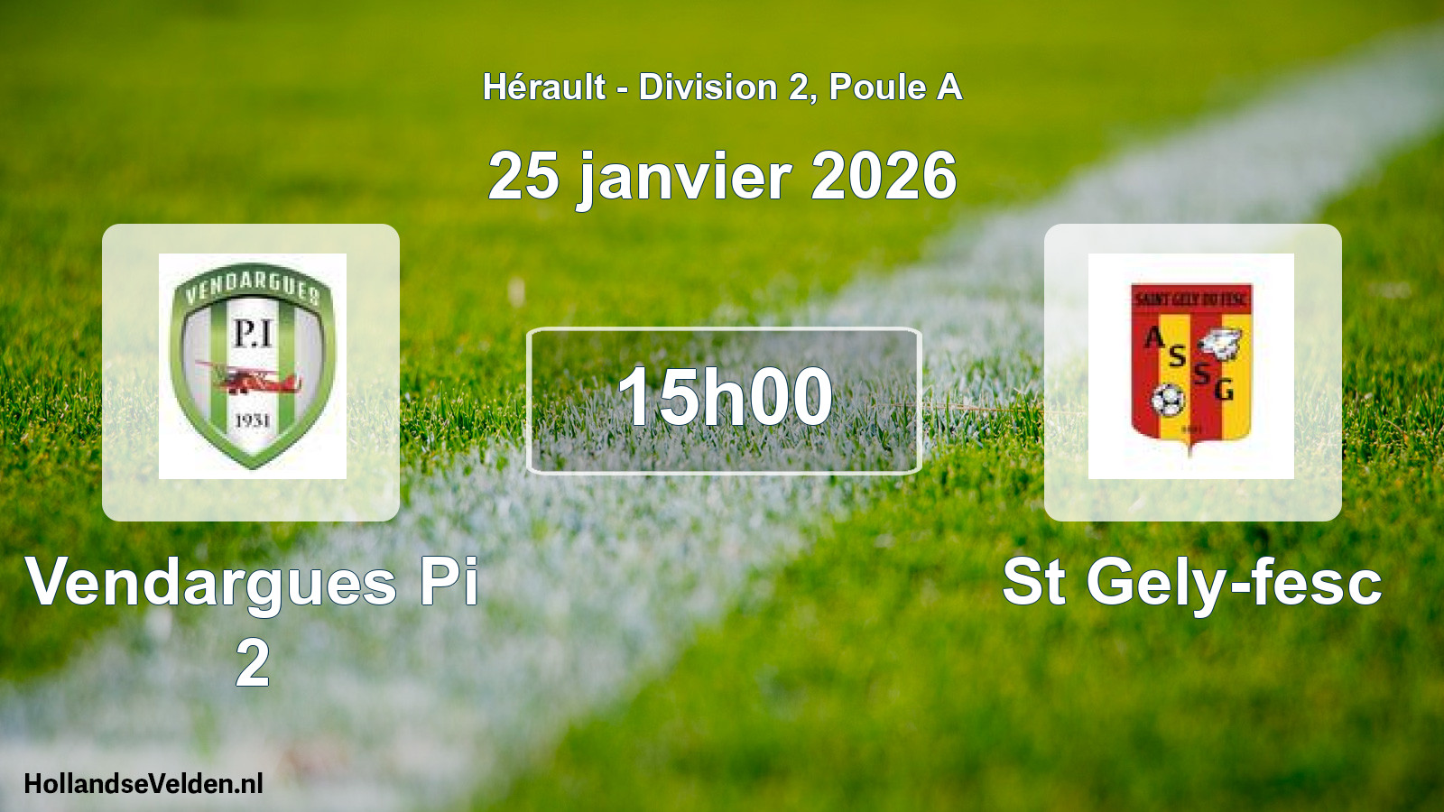 Match programmé: Vendargues Pi 2 - St Gely-fesc (25 janvier 2026)