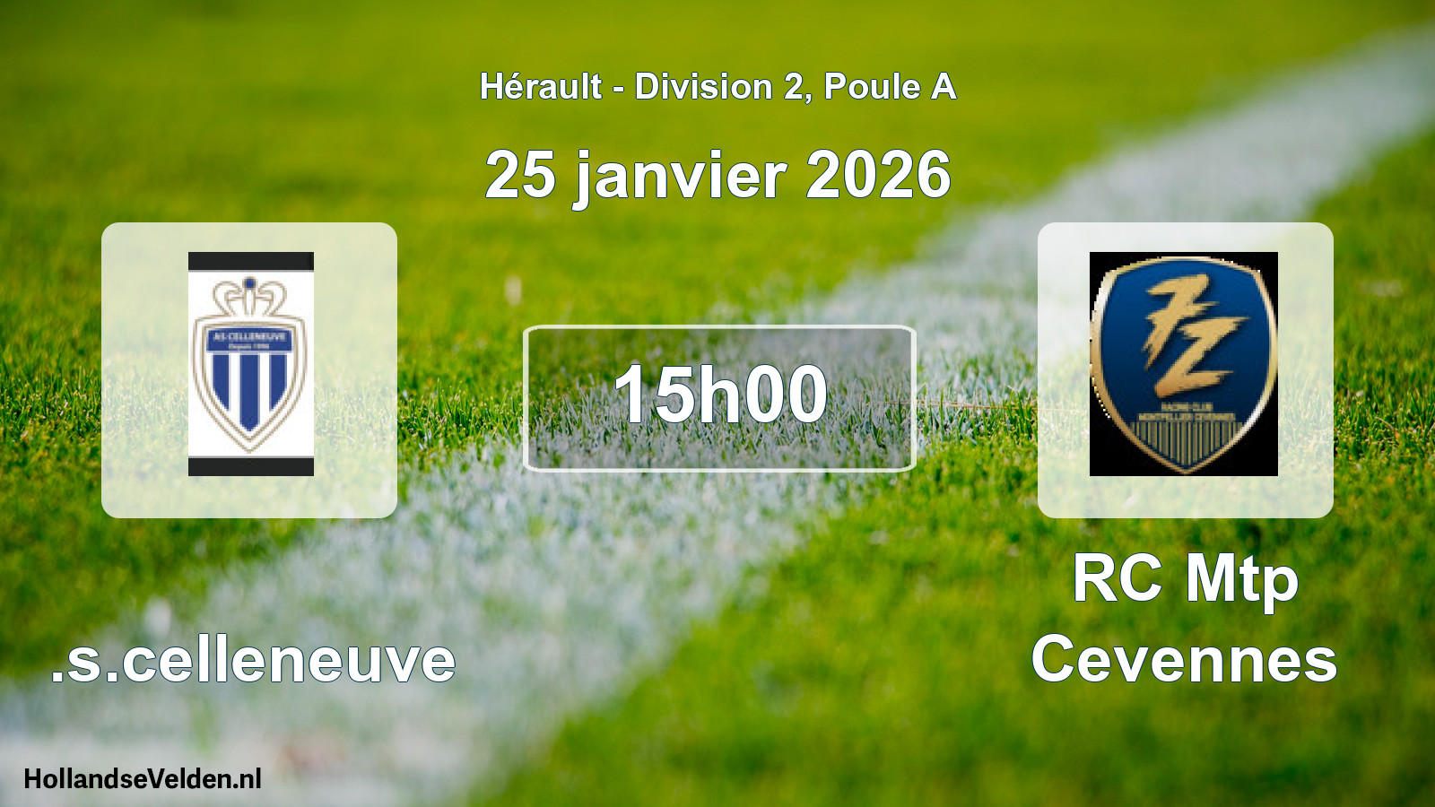 Match programmé: A.s.celleneuve - RC Mtp Cevennes (25 janvier 2026)