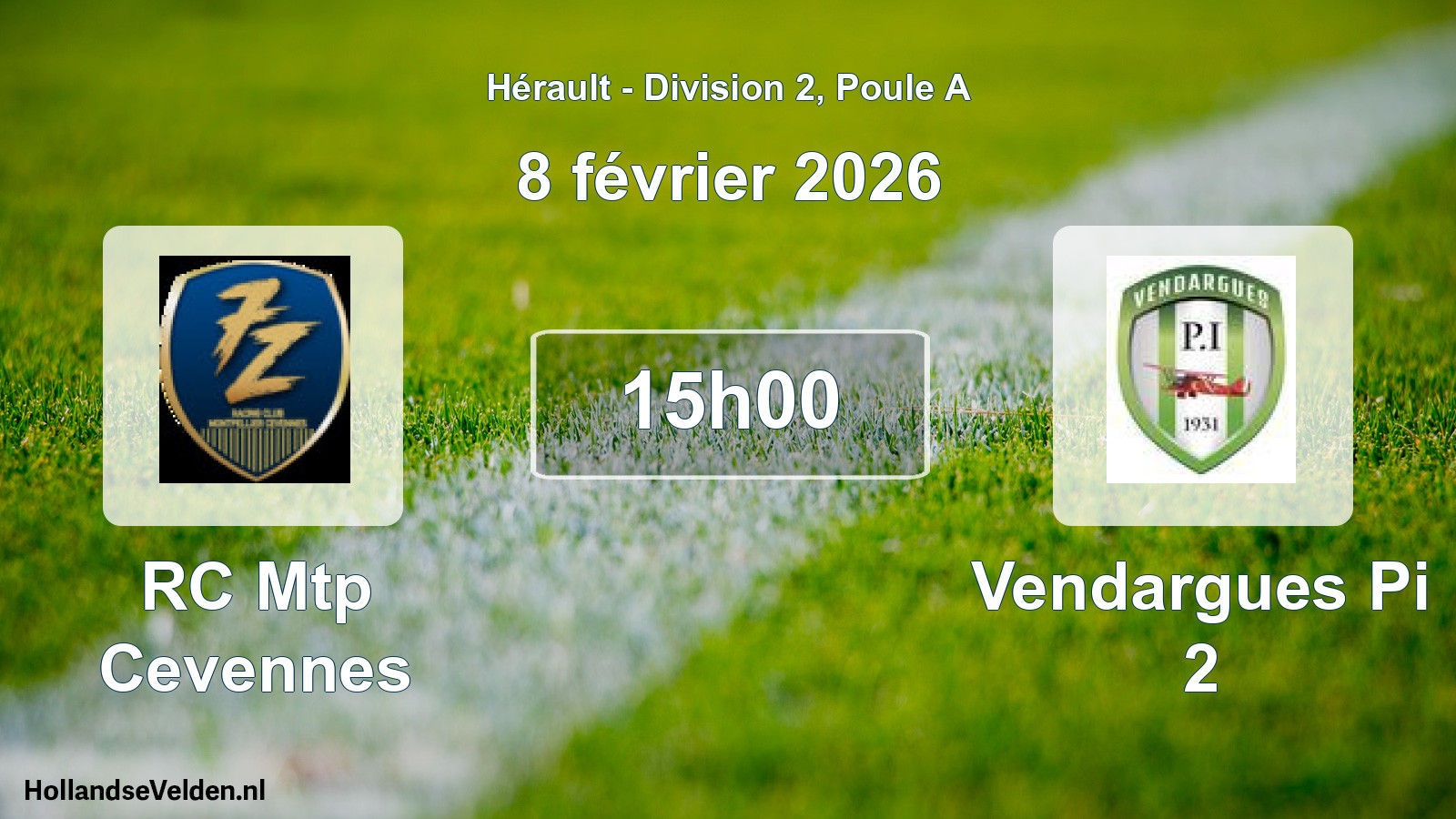Match programmé: RC Mtp Cevennes - Vendargues Pi 2 (8 février 2026)