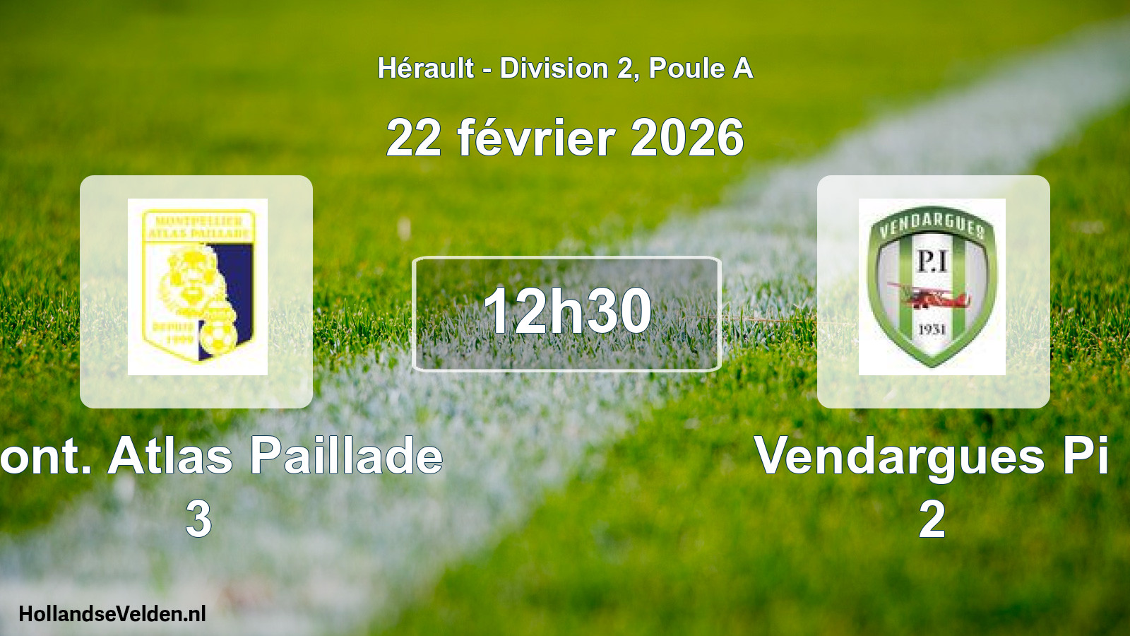 Match programmé: Mont. Atlas Paillade 3 - Vendargues Pi 2 (22 février 2026)