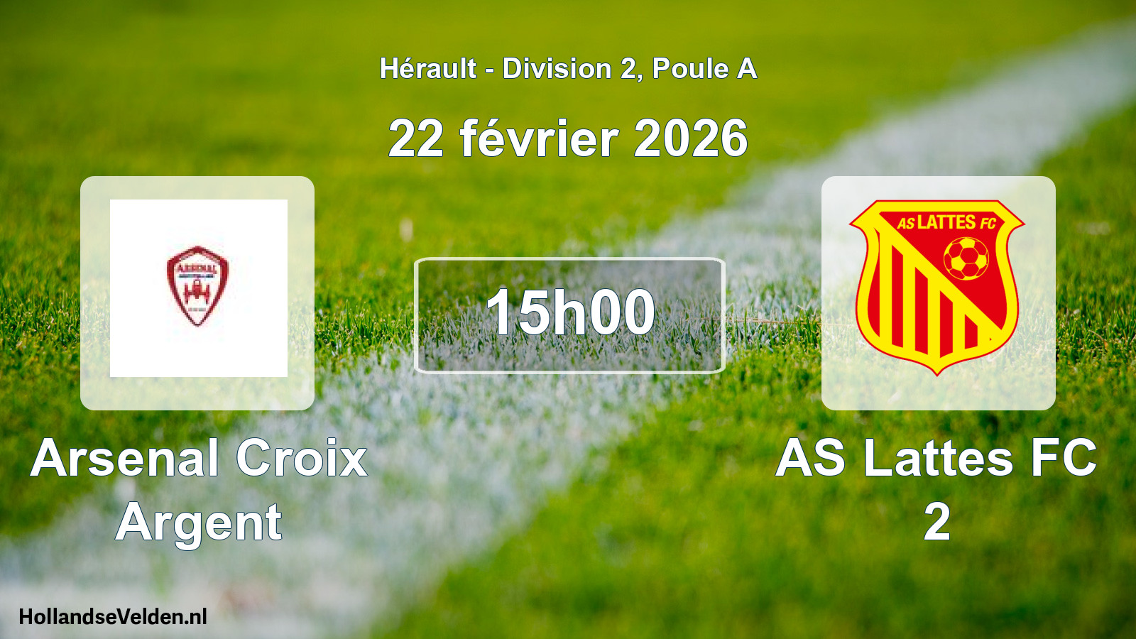 Scheduled Match: Arsenal Croix Argent - AS Lattes FC 2 (22 February 2026)