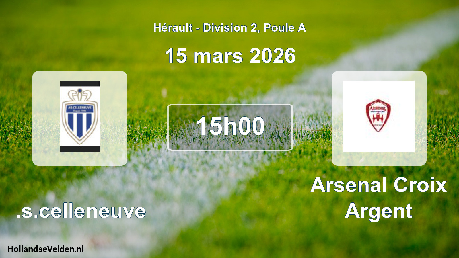 Match programmé: A.s.celleneuve - Arsenal Croix Argent (15 mars 2026)