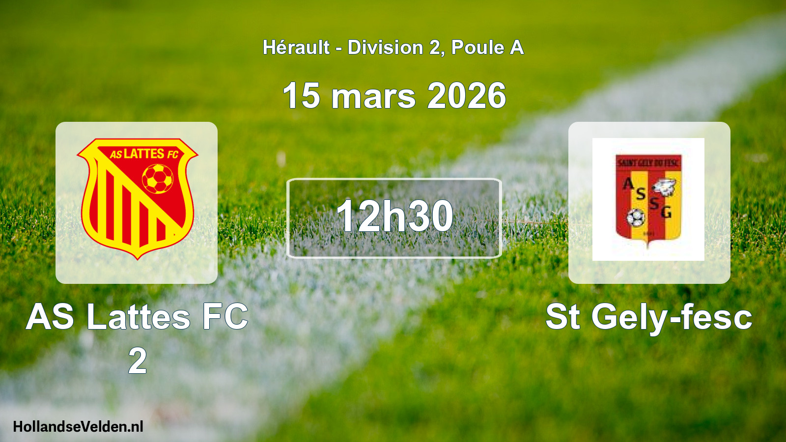 Match programmé: AS Lattes FC 2 - St Gely-fesc (15 mars 2026)