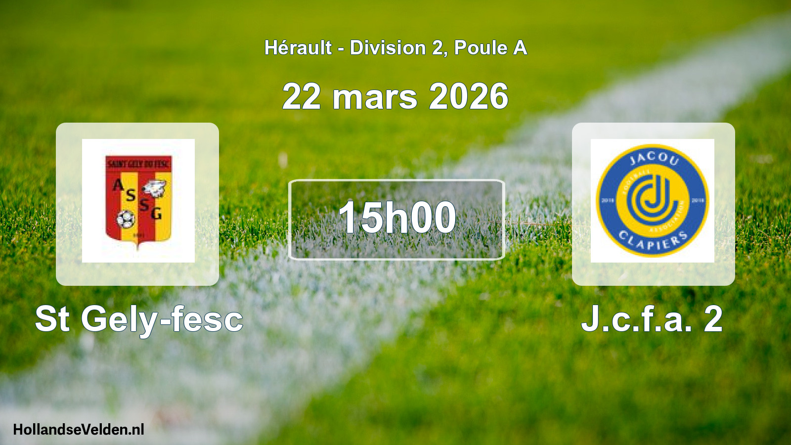 Match programmé: St Gely-fesc - J.c.f.a. 2 (22 mars 2026)