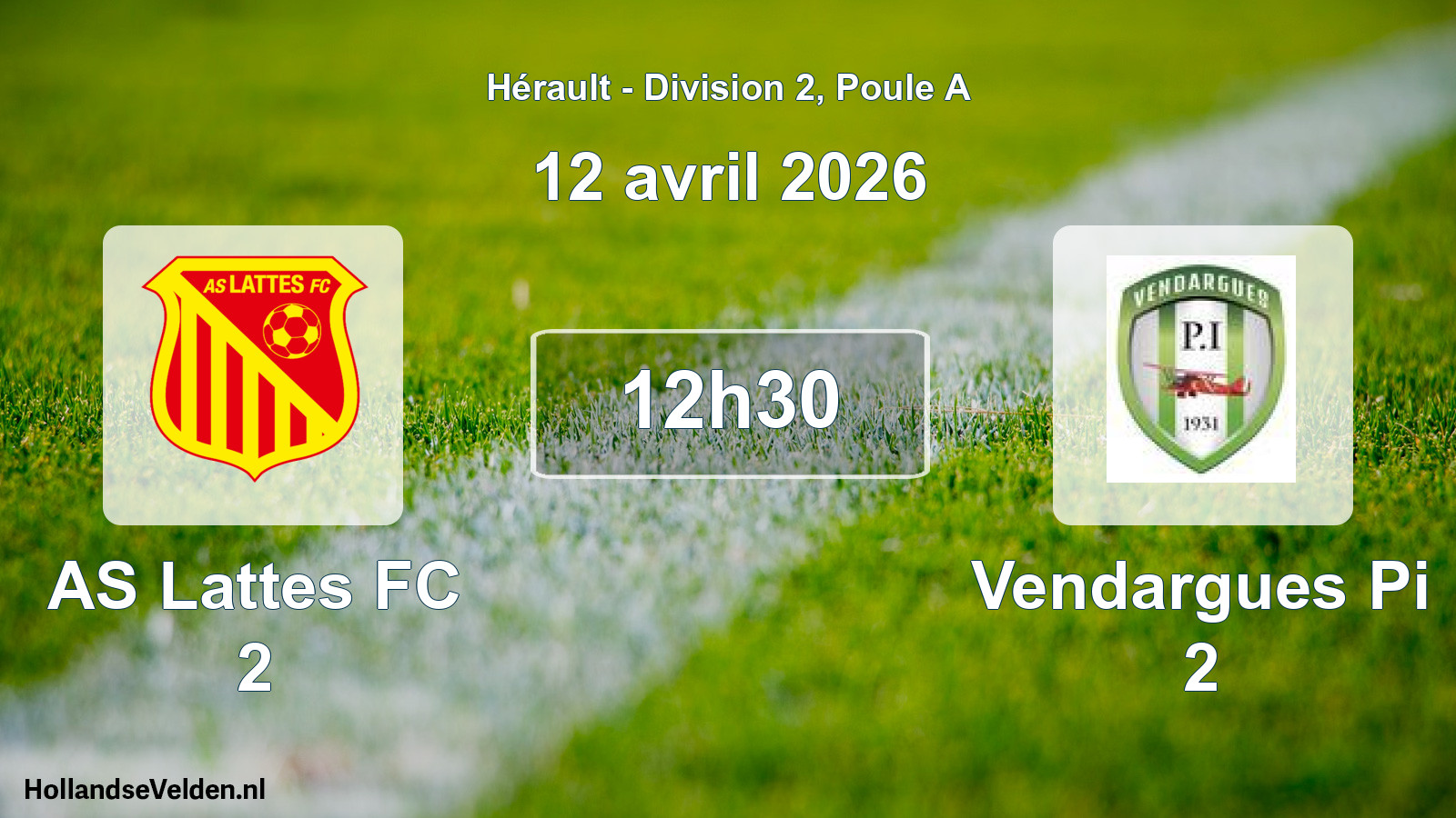 Match programmé: AS Lattes FC 2 - Vendargues Pi 2 (12 avril 2026)