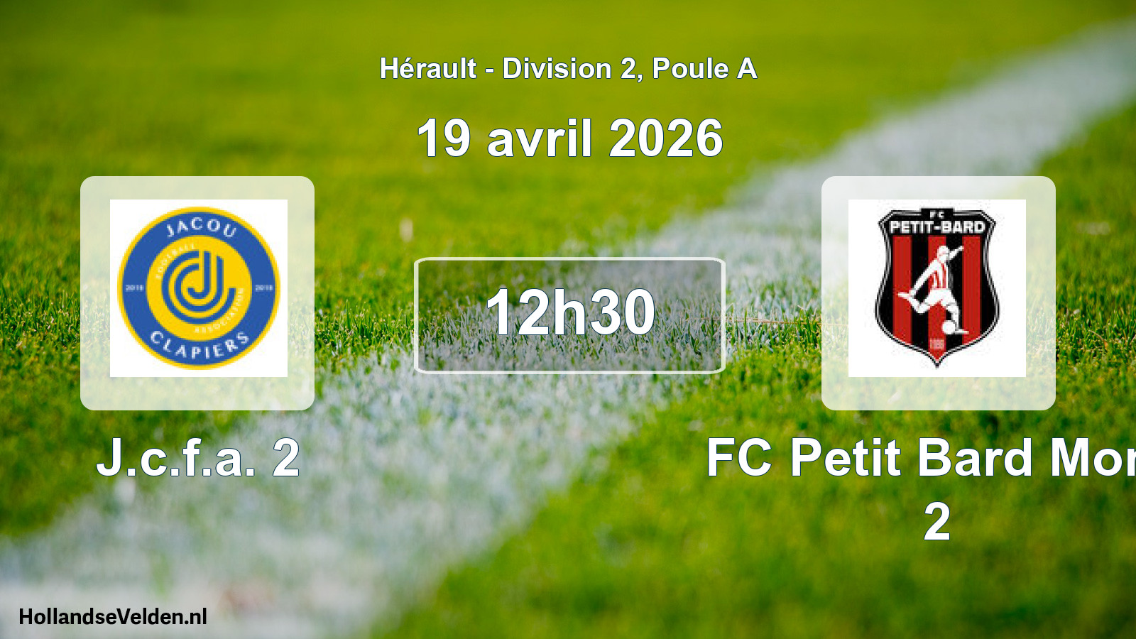 Match programmé: J.c.f.a. 2 - FC Petit Bard Mont 2 (19 avril 2026)