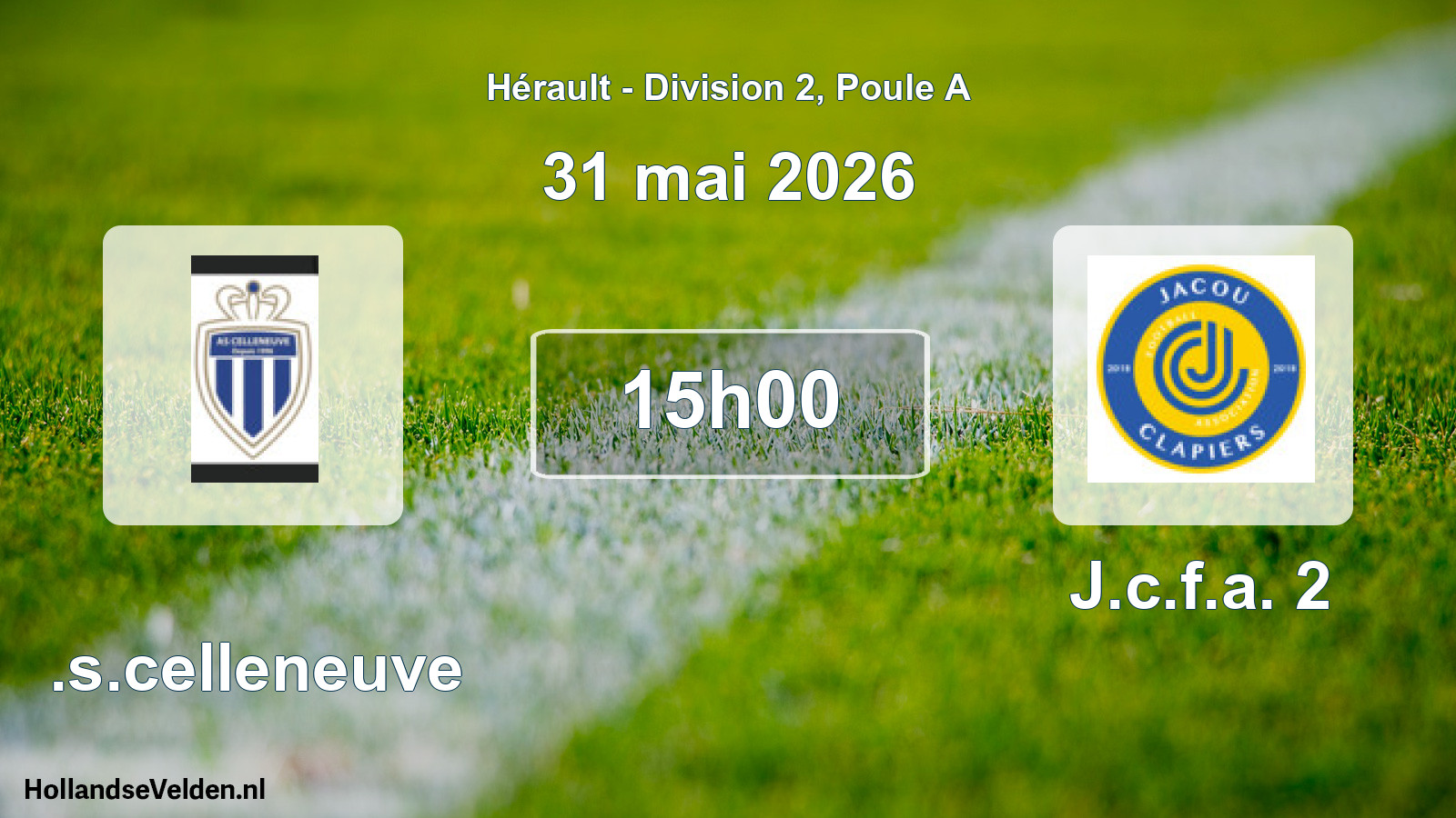 Scheduled Match: A.s.celleneuve - J.c.f.a. 2 (31 May 2026)