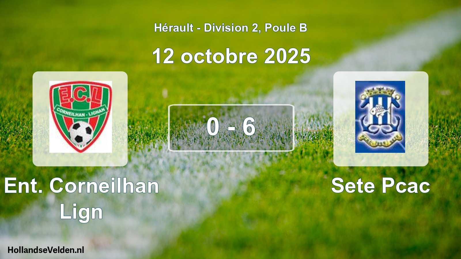 Match joué: Ent. Corneilhan Lign - Sete Pcac 0 - 6 (12 octobre 2025)