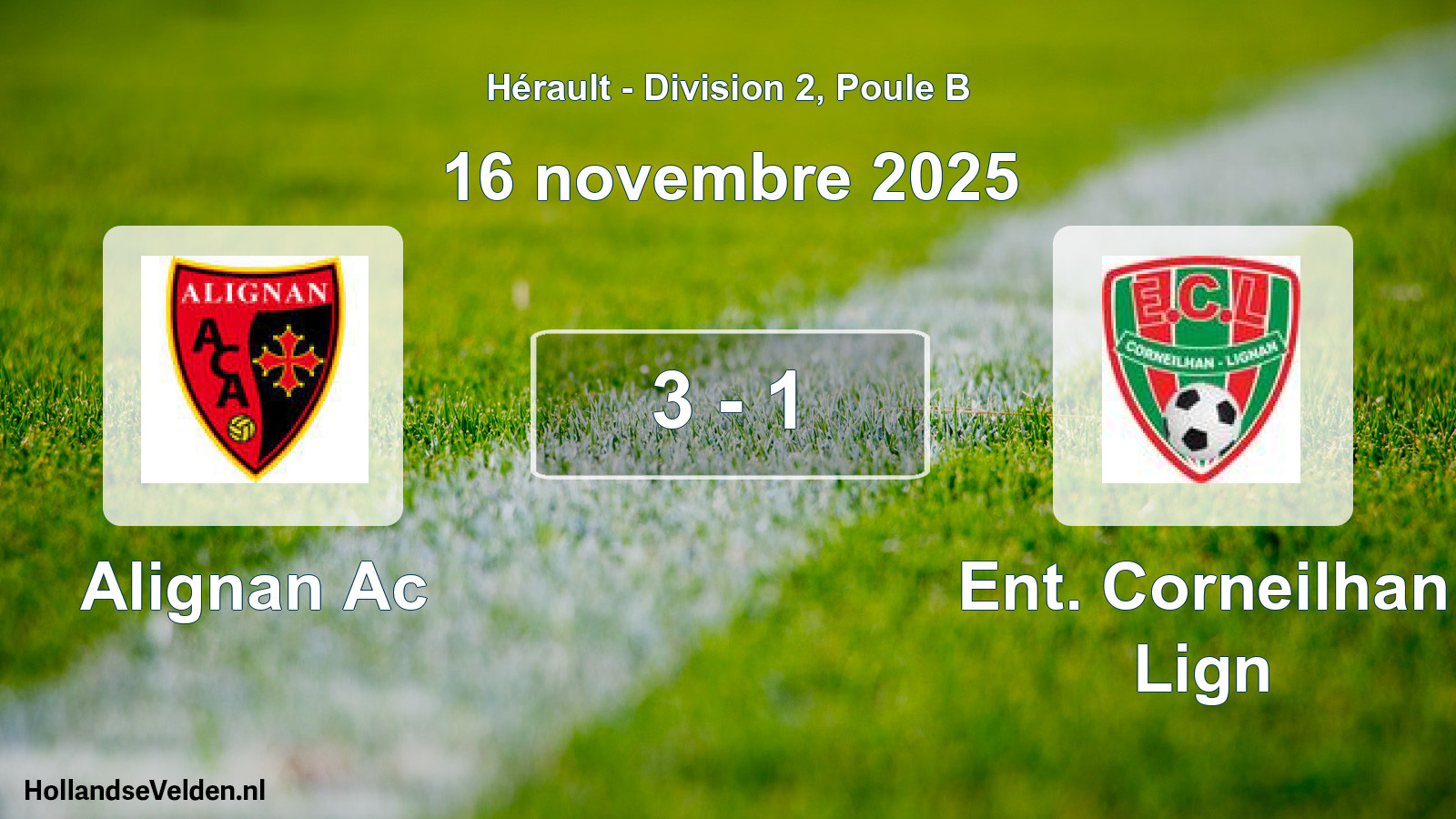 Match joué: Alignan Ac - Ent. Corneilhan Lign 3 - 1 (16 novembre 2025)