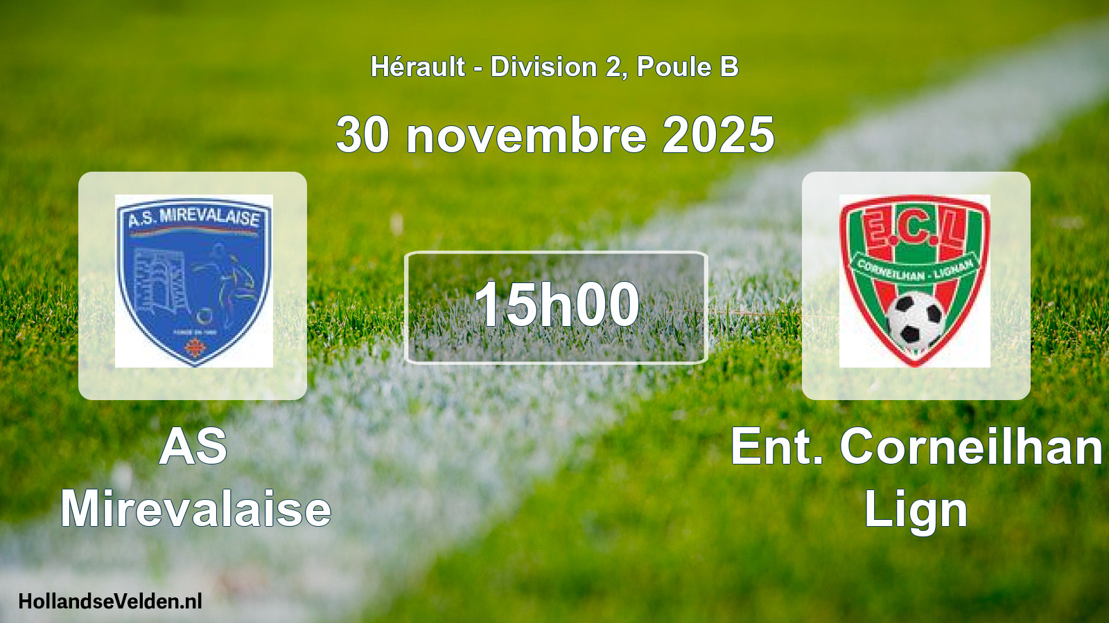 Match programmé: AS Mirevalaise - Ent. Corneilhan Lign (30 novembre 2025)