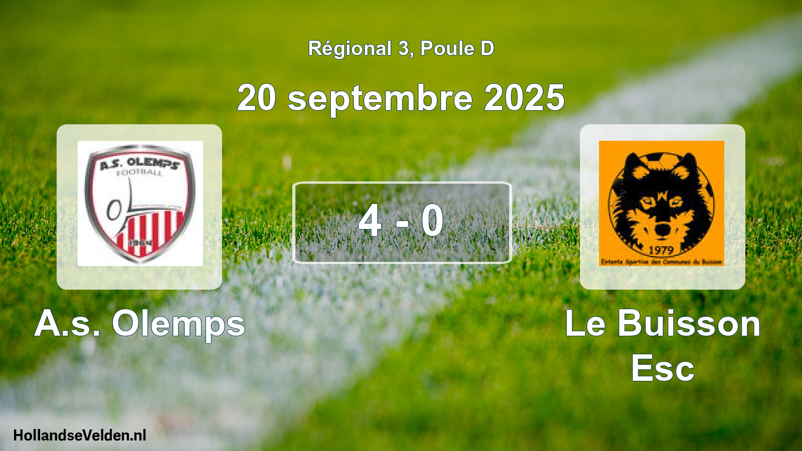 Total number of matches played: A.s. Olemps - Le Buisson Esc 4 - 0 (20 September 2025)