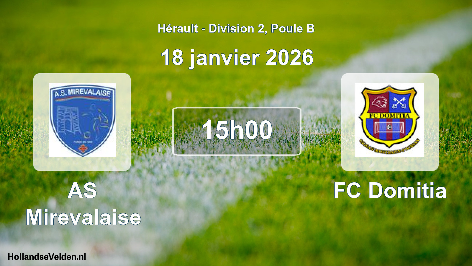 Match programmé: AS Mirevalaise - FC Domitia (18 janvier 2026)