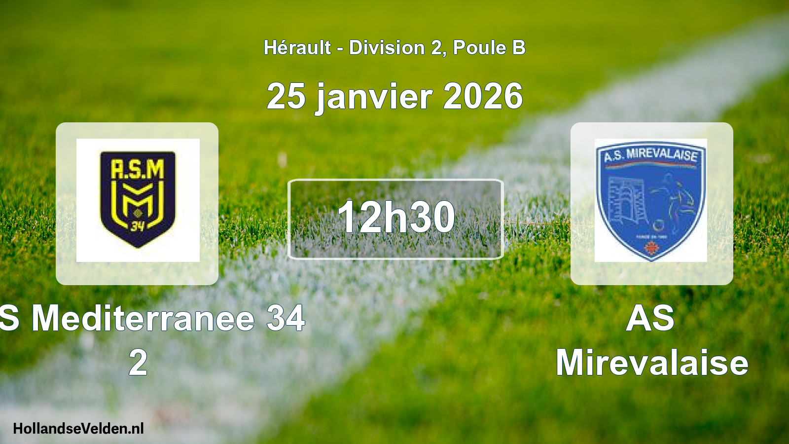 Scheduled Match: AS Mediterranee 34 2 - AS Mirevalaise (25 January 2026)
