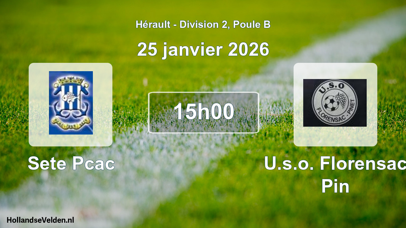 Scheduled Match: Sete Pcac - U.s.o. Florensac Pin (25 January 2026)