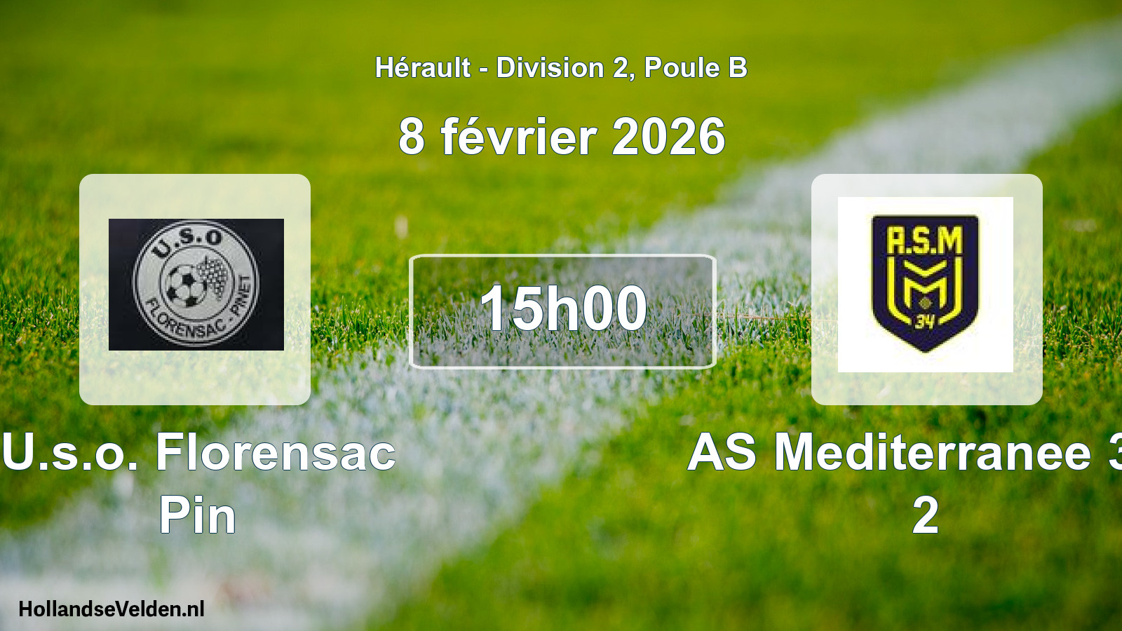 Match programmé: U.s.o. Florensac Pin - AS Mediterranee 34 2 (8 février 2026)
