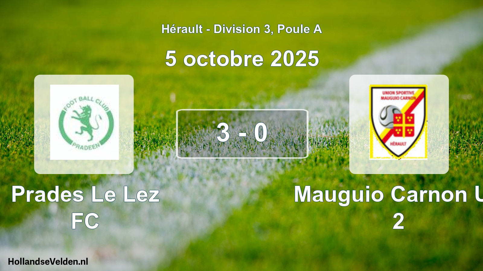Match joué: Prades Le Lez FC - Mauguio Carnon US 2 3 - 0 (5 octobre 2025)