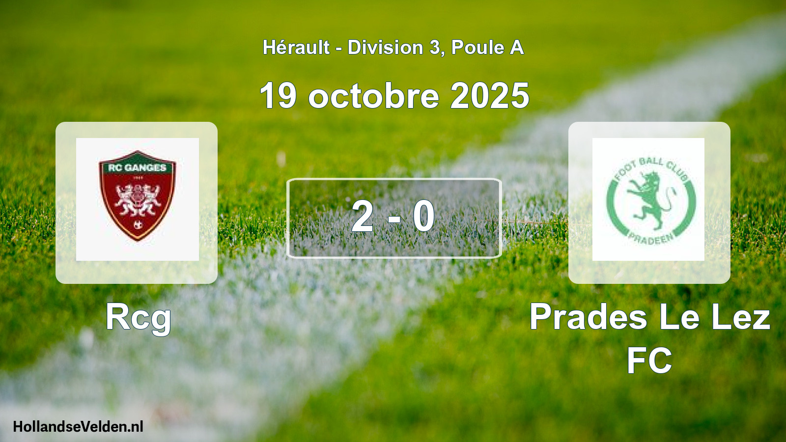 Match joué: Rcg - Prades Le Lez FC 2 - 0 (19 octobre 2025)