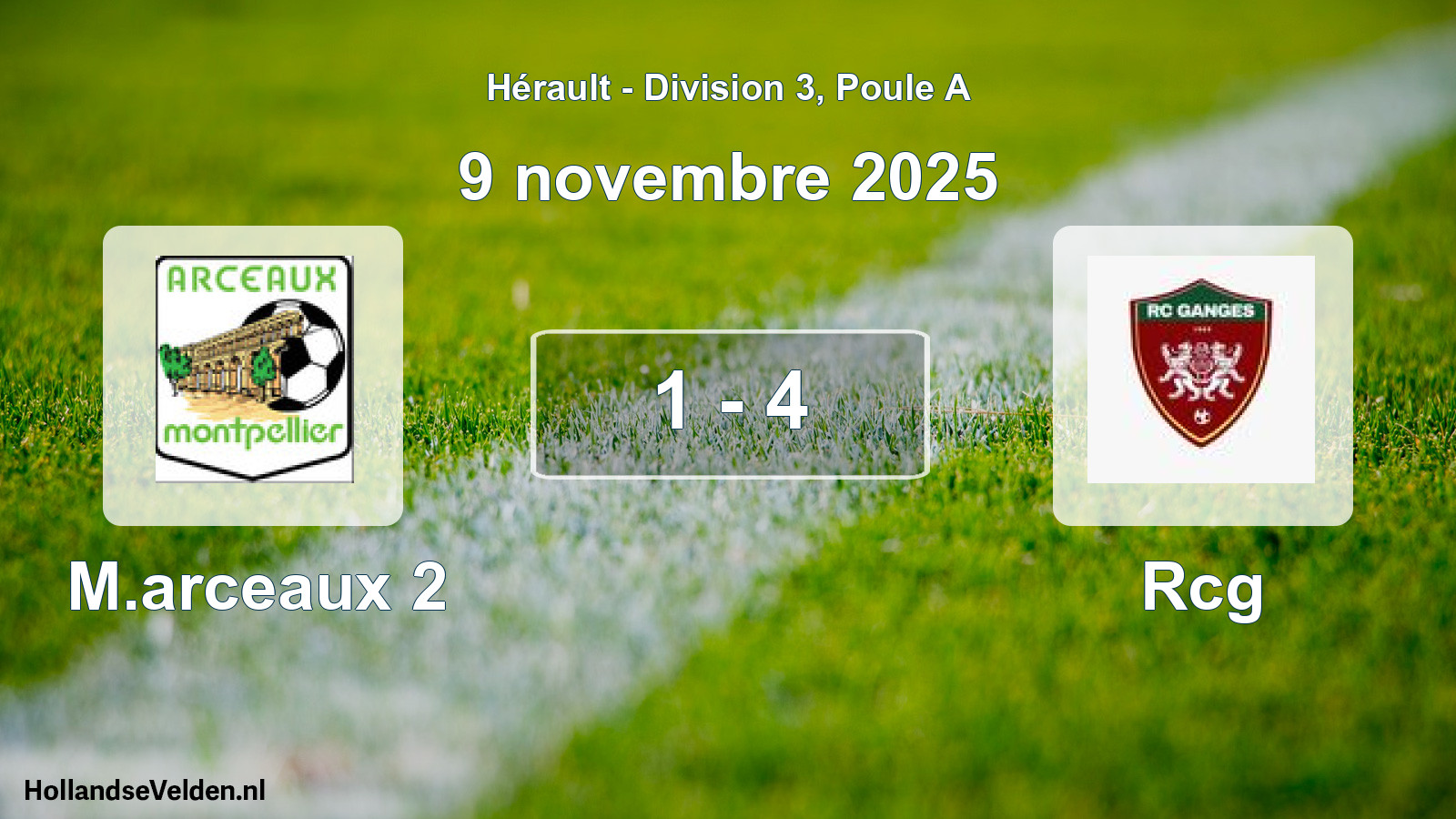 Match joué: M.arceaux 2 - Rcg 1 - 4 (9 novembre 2025)