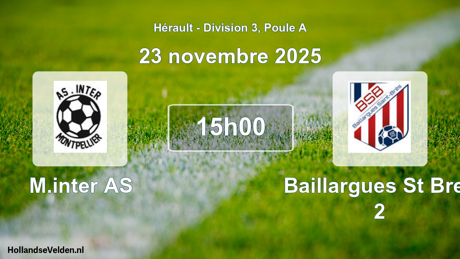 Match programmé: M.inter AS - Baillargues St Bres 2 (23 novembre 2025)