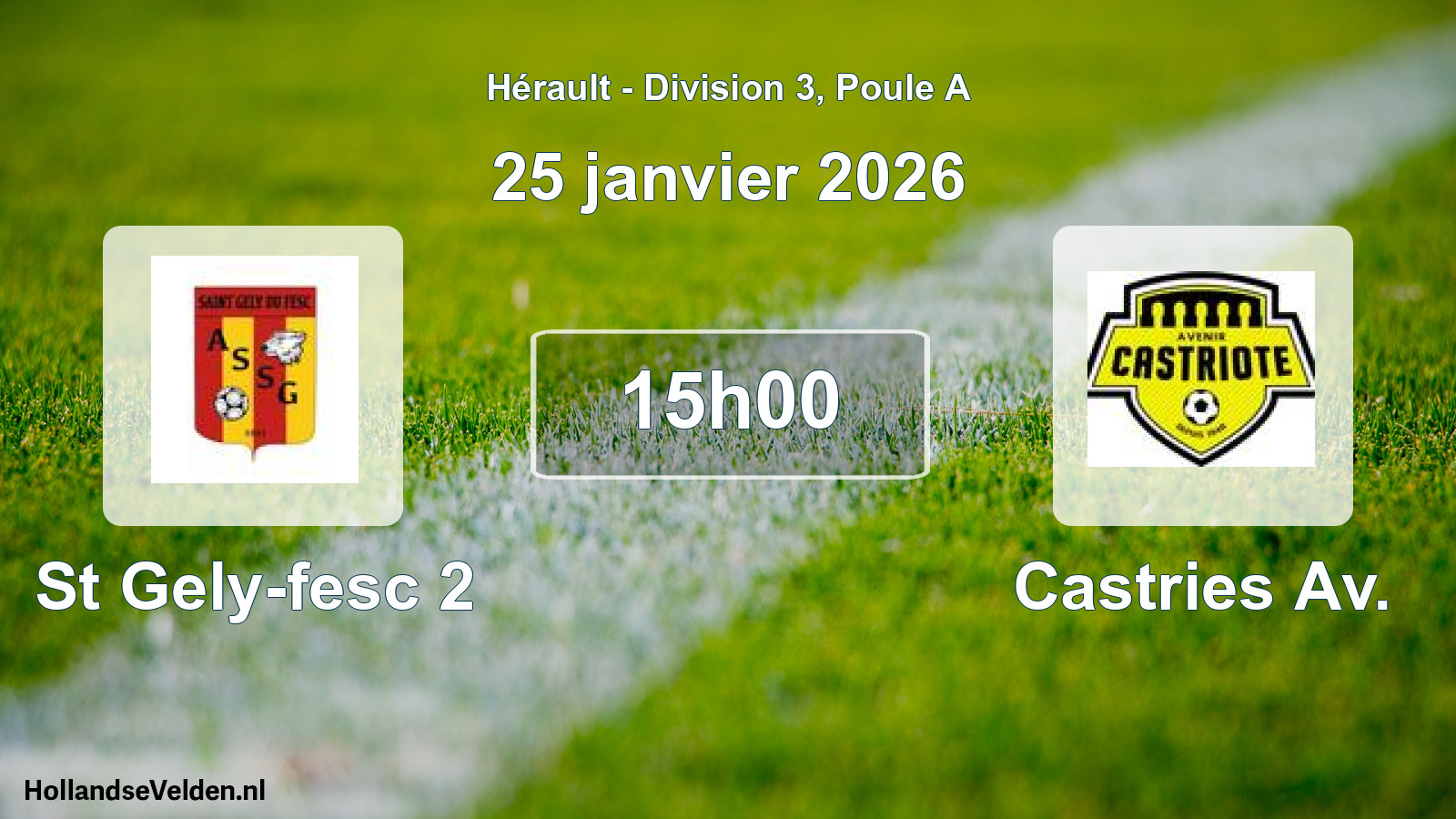 Match programmé: St Gely-fesc 2 - Castries Av. (25 janvier 2026)