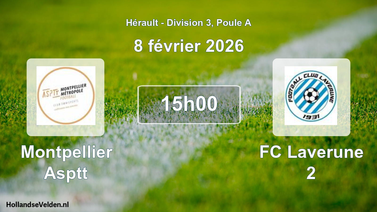 Match programmé: Montpellier Asptt - FC Laverune 2 (8 février 2026)