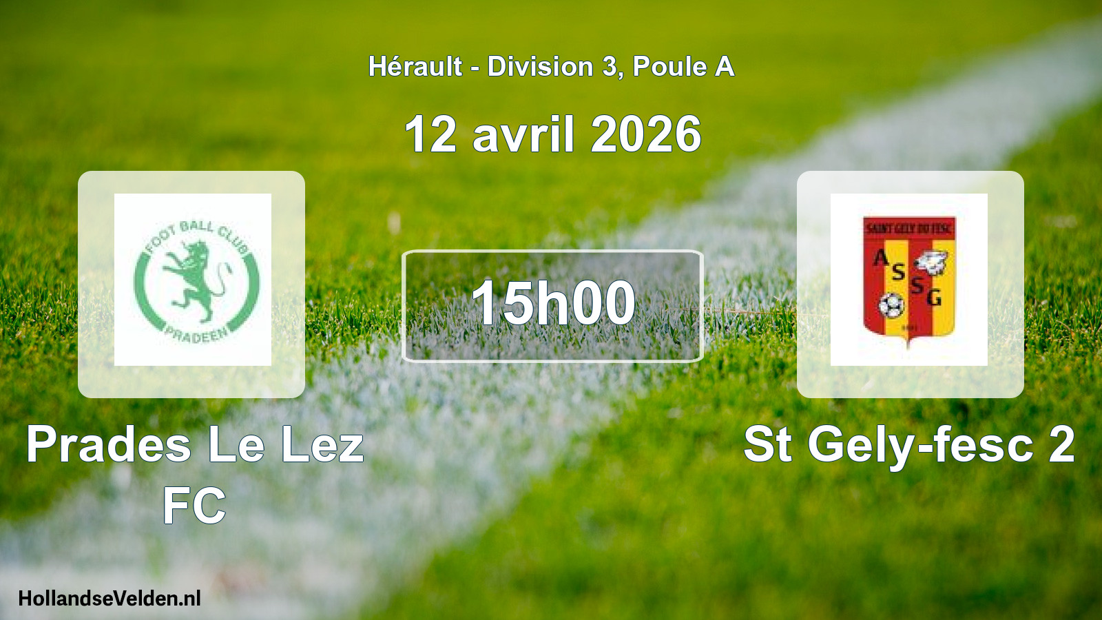 Match programmé: Prades Le Lez FC - St Gely-fesc 2 (12 avril 2026)