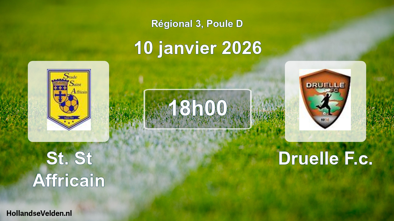 Geplande wedstrijd: St. St Affricain - Druelle F.c. (10 janvier 2026)