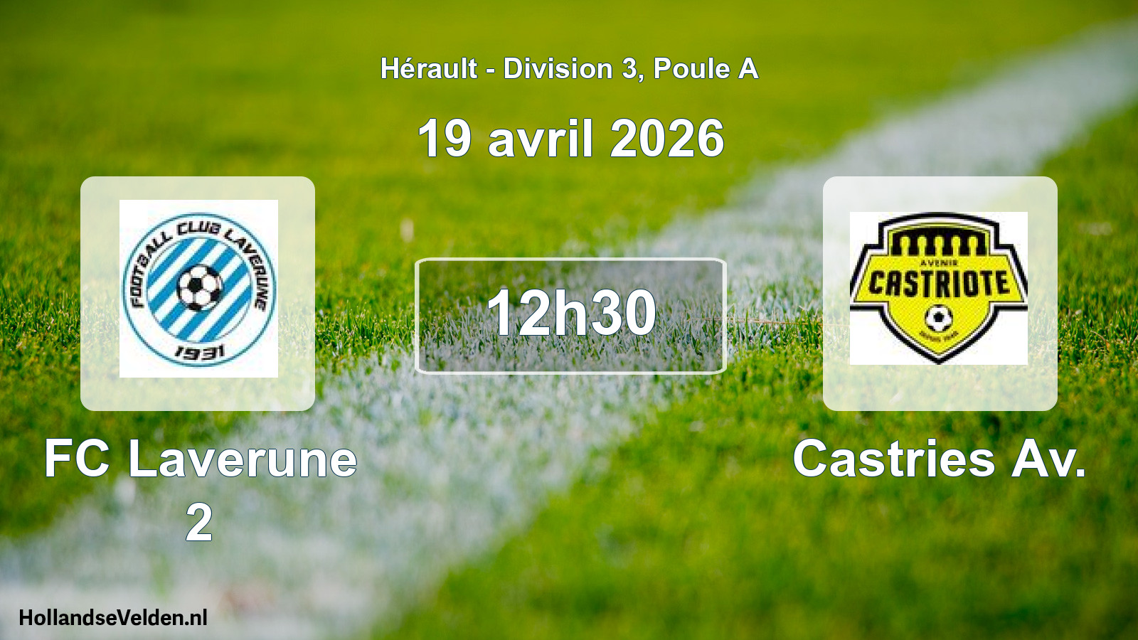 Match programmé: FC Laverune 2 - Castries Av. (19 avril 2026)