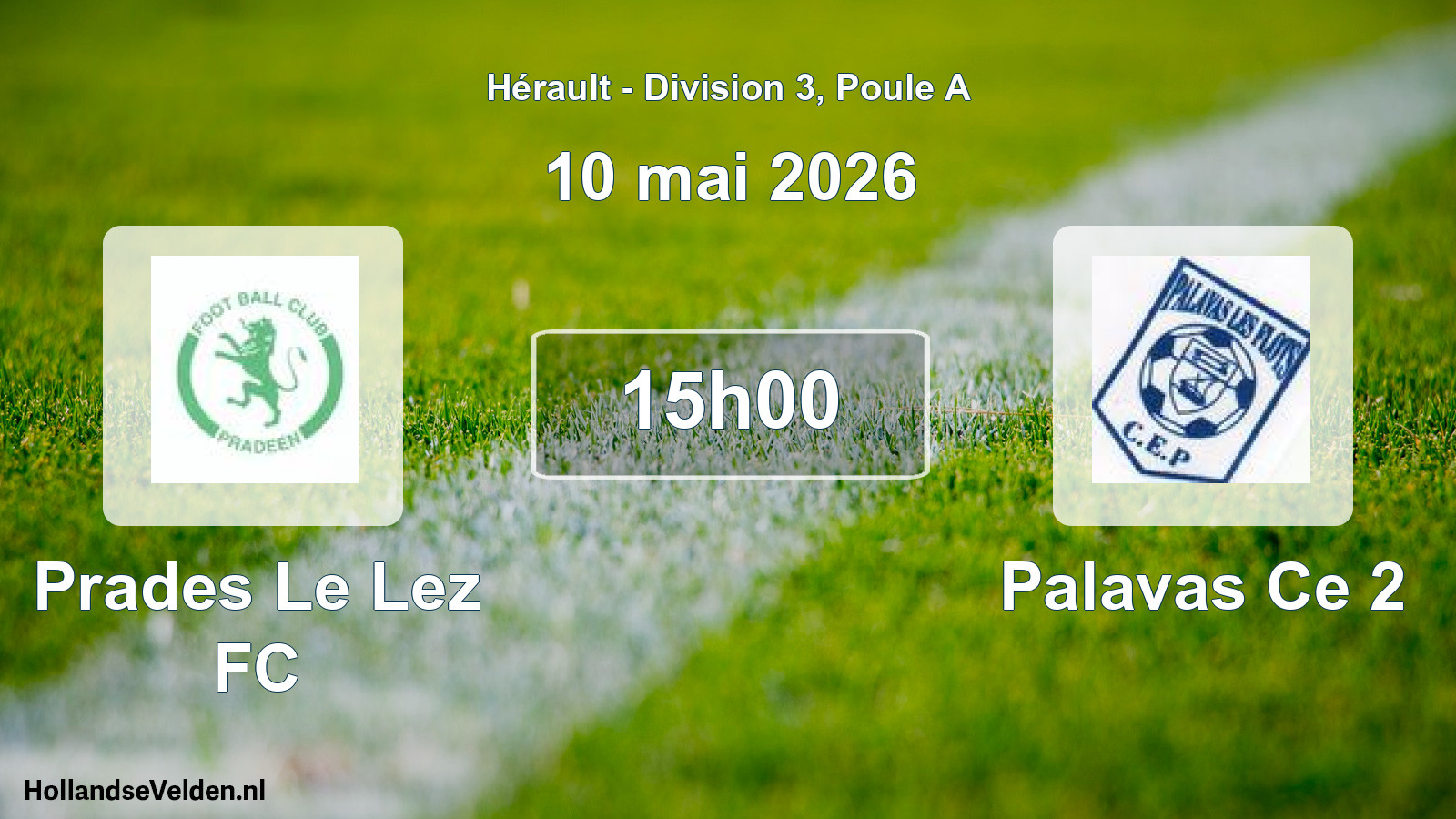 Match programmé: Prades Le Lez FC - Palavas Ce 2 (10 mai 2026)