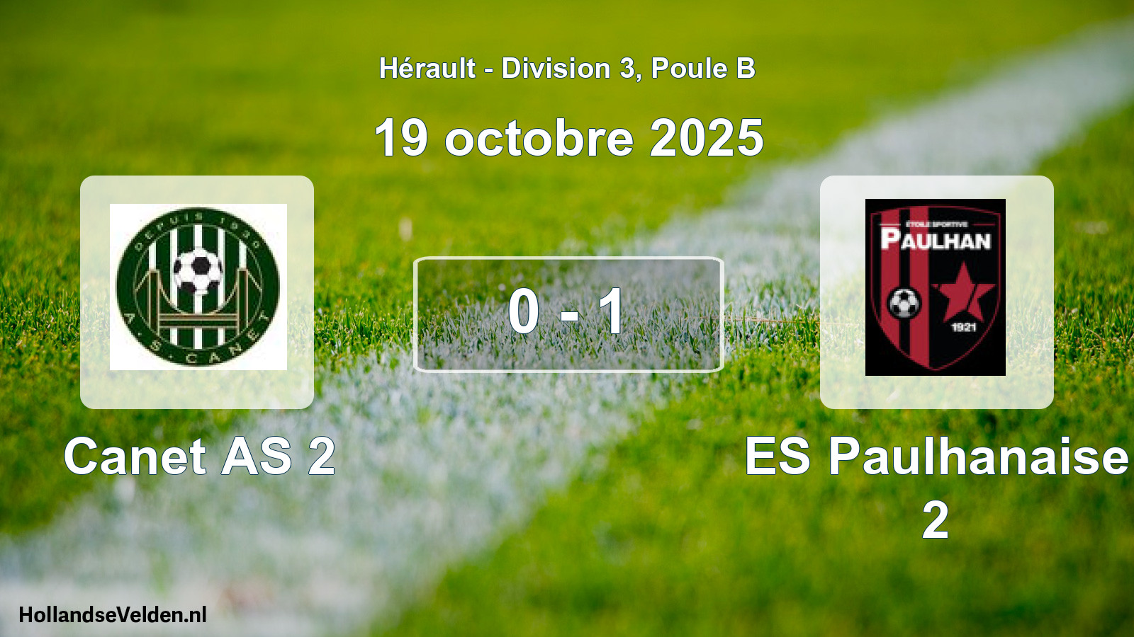 Match joué: Canet AS 2 - ES Paulhanaise 2 0 - 1 (19 octobre 2025)