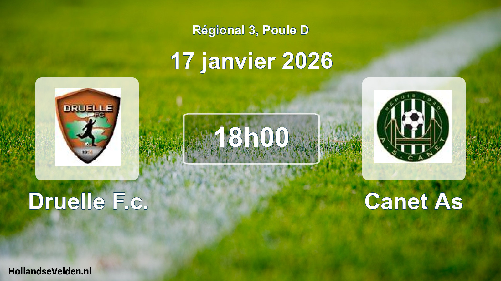 Geplande wedstrijd: Druelle F.c. - Canet As (17 januari 2026)