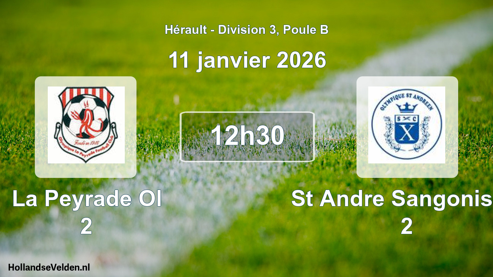 Match programmé: La Peyrade Ol 2 - St Andre Sangonis Ol 2 (11 janvier 2026)