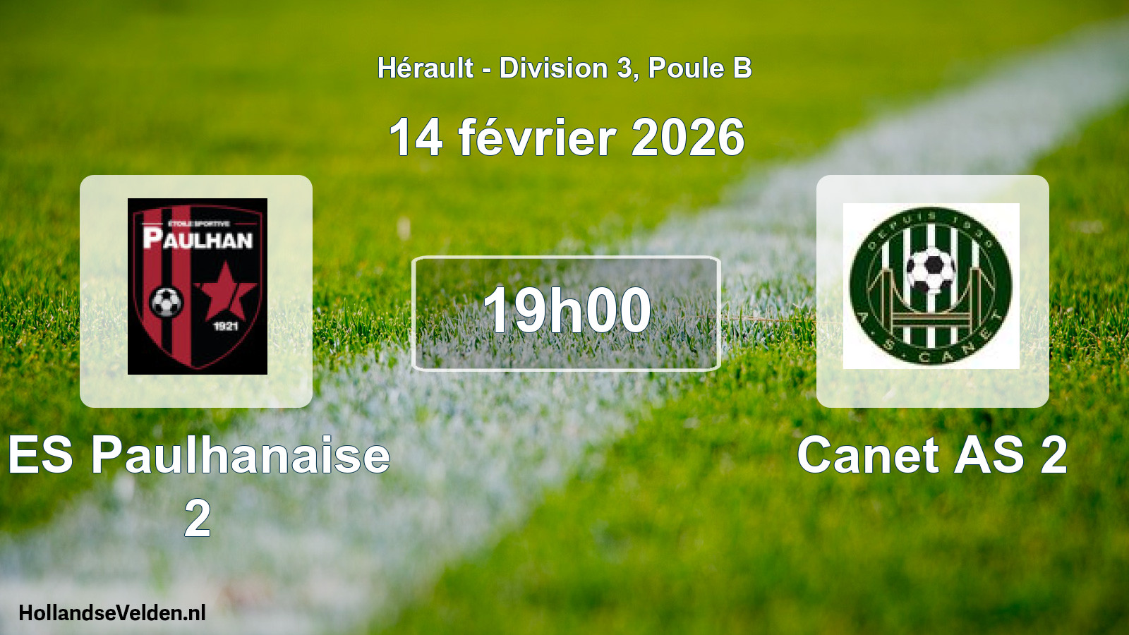 Match programmé: ES Paulhanaise 2 - Canet AS 2 (14 février 2026)