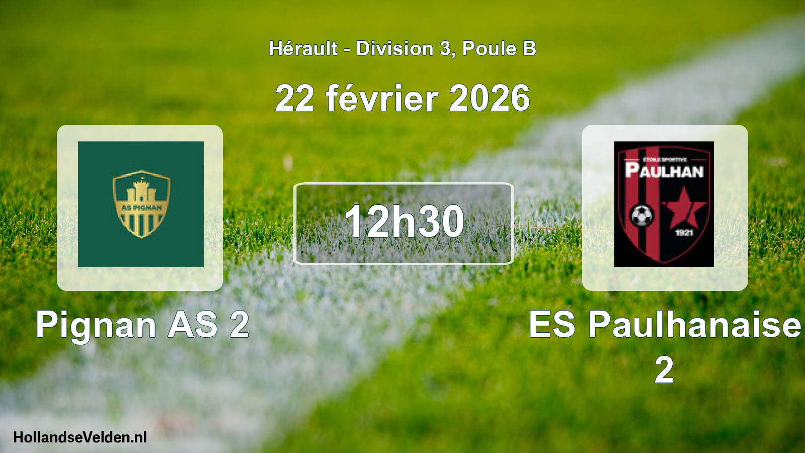 Match programmé: Pignan AS 2 - ES Paulhanaise 2 (22 février 2026)