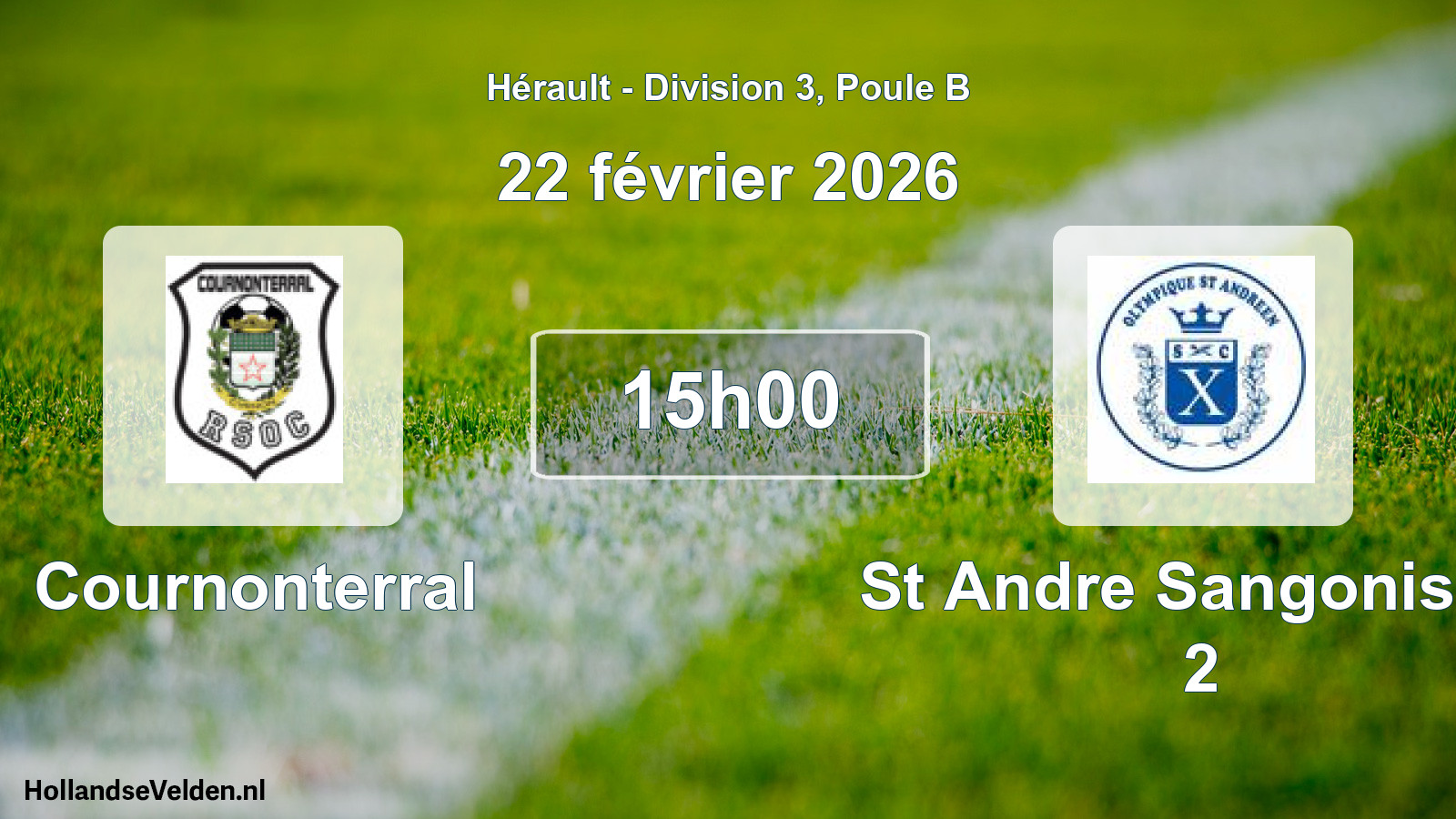 Match programmé: Cournonterral - St Andre Sangonis Ol 2 (22 février 2026)