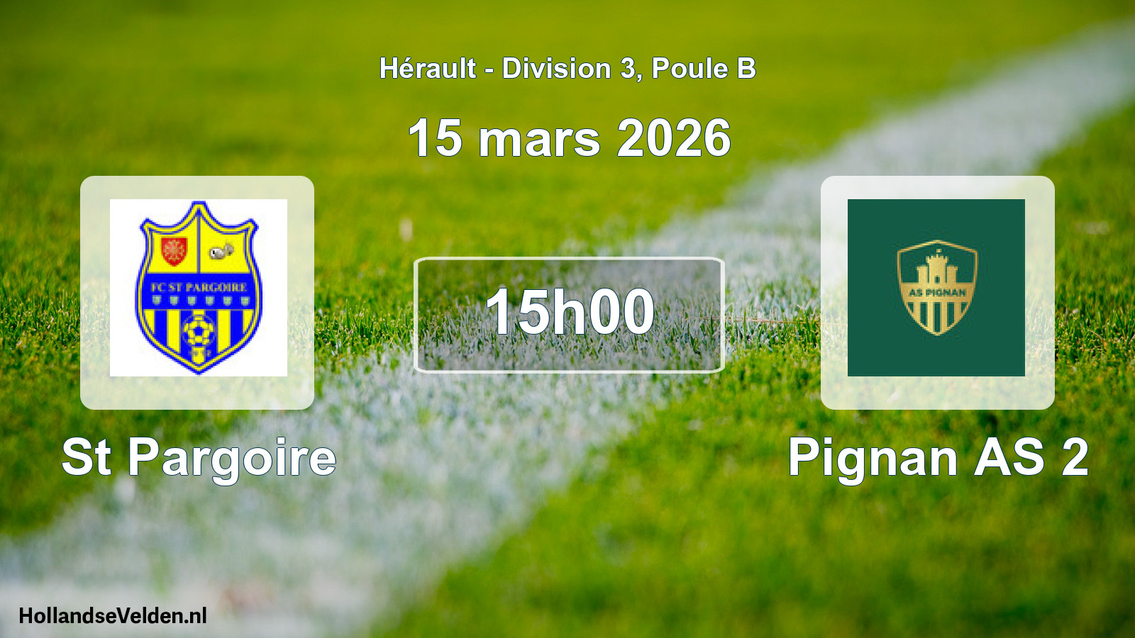 Match programmé: St Pargoire - Pignan AS 2 (15 mars 2026)