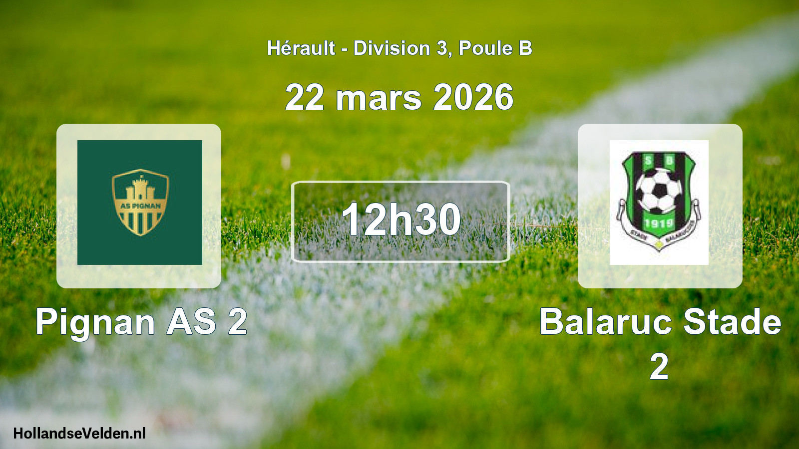 Match programmé: Pignan AS 2 - Balaruc Stade 2 (22 mars 2026)