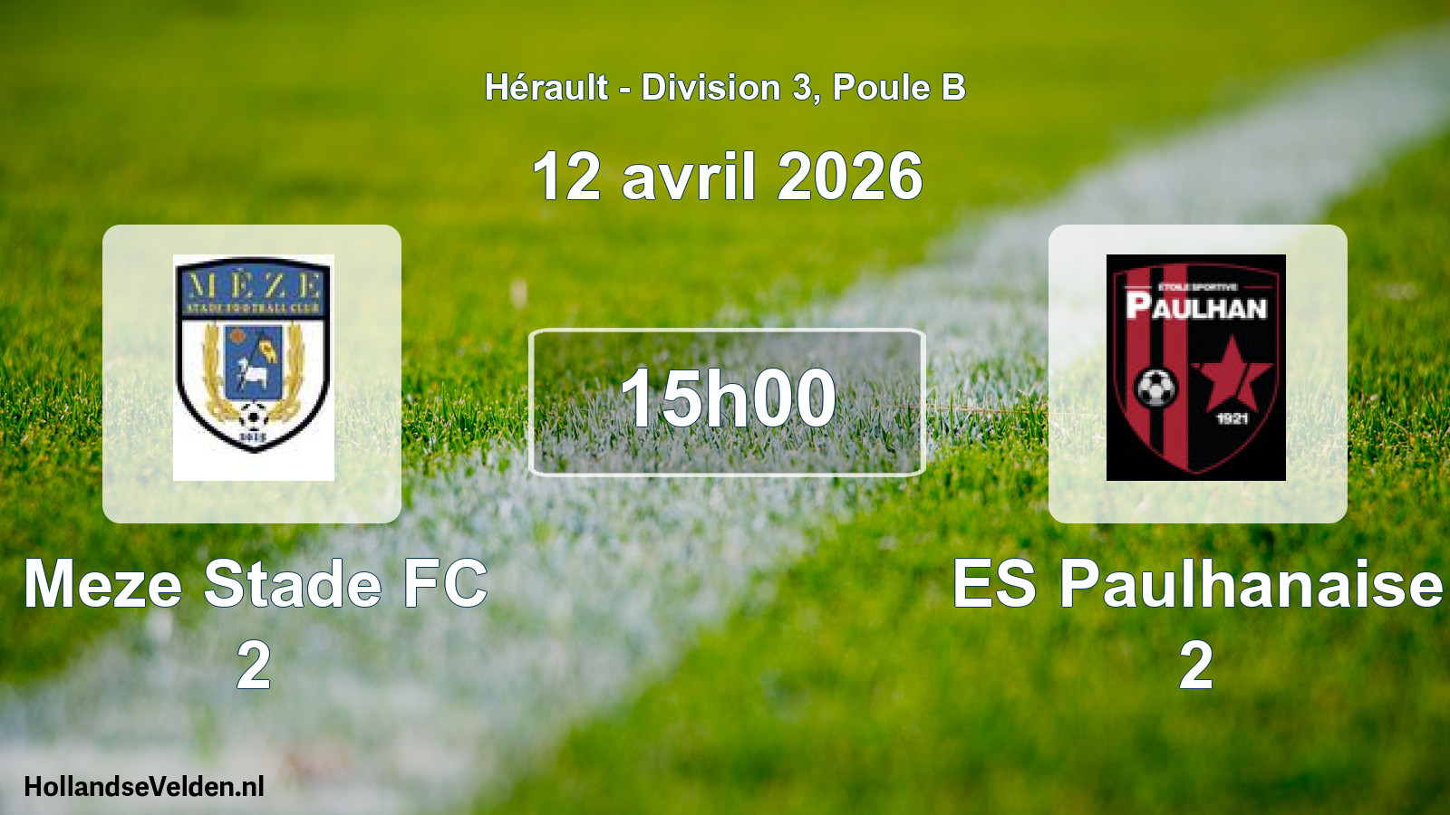 Match programmé: Meze Stade FC 2 - ES Paulhanaise 2 (12 avril 2026)