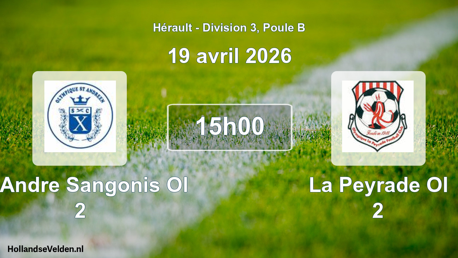 Match programmé: St Andre Sangonis Ol 2 - La Peyrade Ol 2 (19 avril 2026)