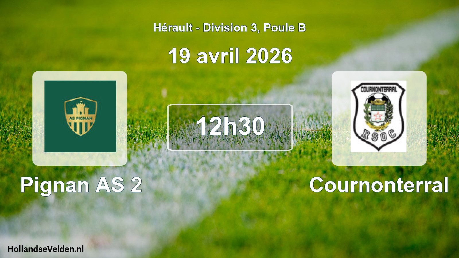 Match programmé: Pignan AS 2 - Cournonterral (19 avril 2026)