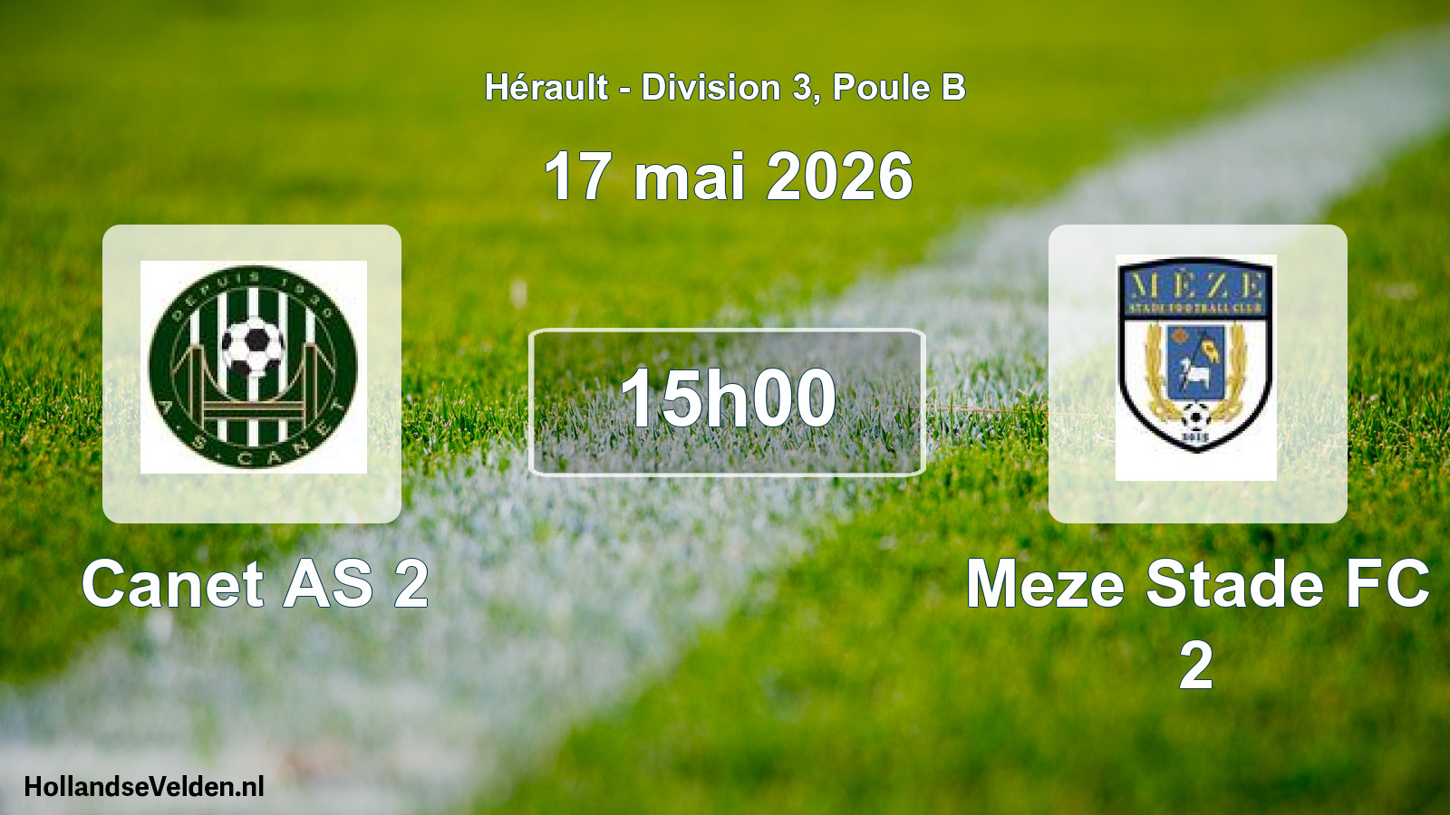 Match programmé: Canet AS 2 - Meze Stade FC 2 (17 mai 2026)