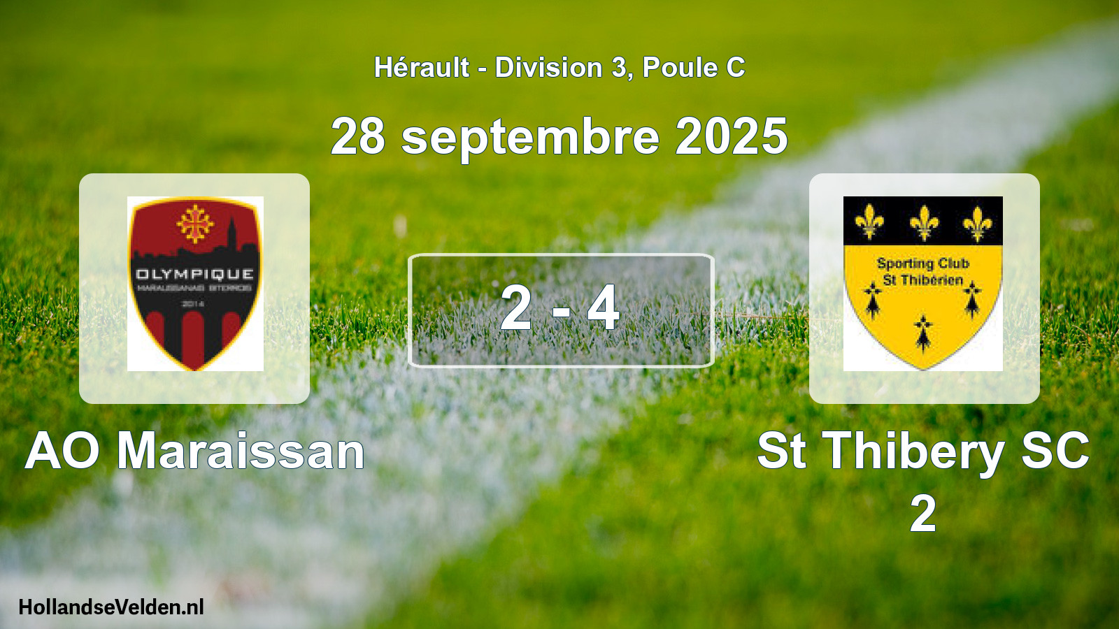 Match joué: AO Maraissan - St Thibery SC 2 2 - 4 (28 septembre 2025)