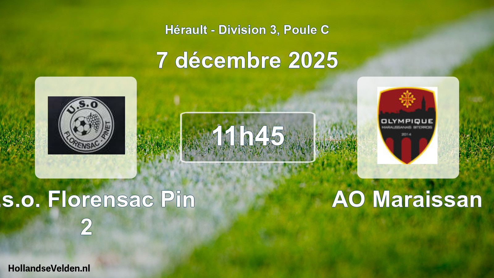 Match programmé: U.s.o. Florensac Pin 2 - AO Maraissan (7 décembre 2025)