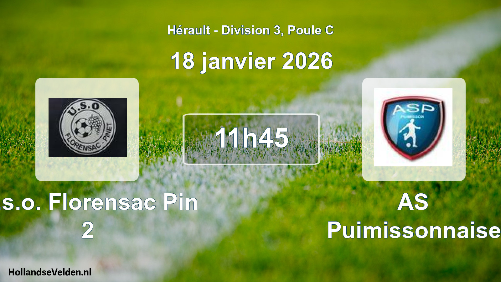 Match programmé: U.s.o. Florensac Pin 2 - AS Puimissonnaise (18 janvier 2026)