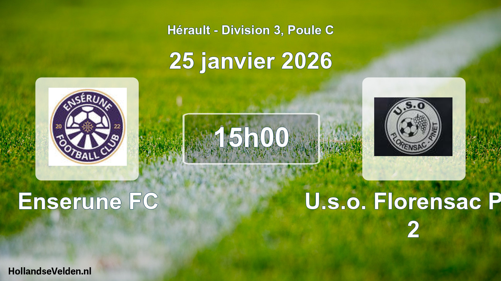 Match programmé: Enserune FC - U.s.o. Florensac Pin 2 (25 janvier 2026)