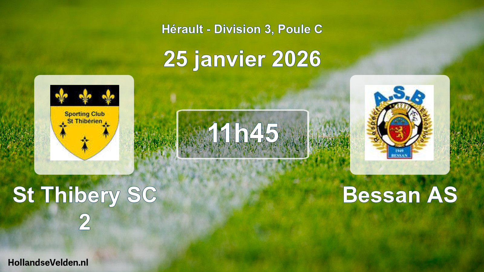 Geplande wedstrijd: St Thibery SC 2 - Bessan AS (25 januari 2026)