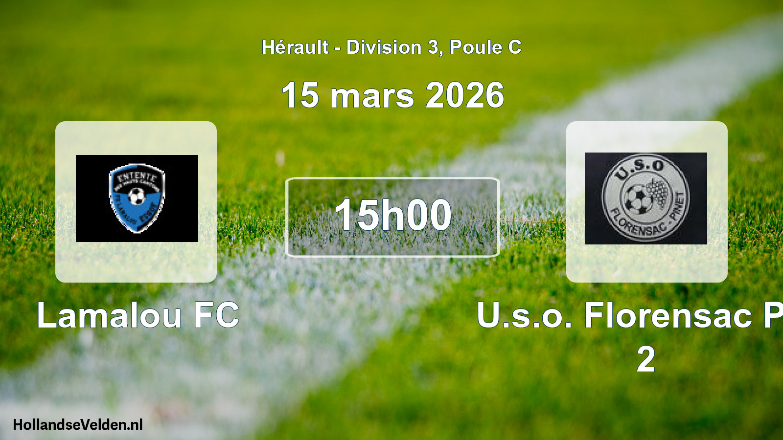 Match programmé: Lamalou FC - U.s.o. Florensac Pin 2 (15 mars 2026)