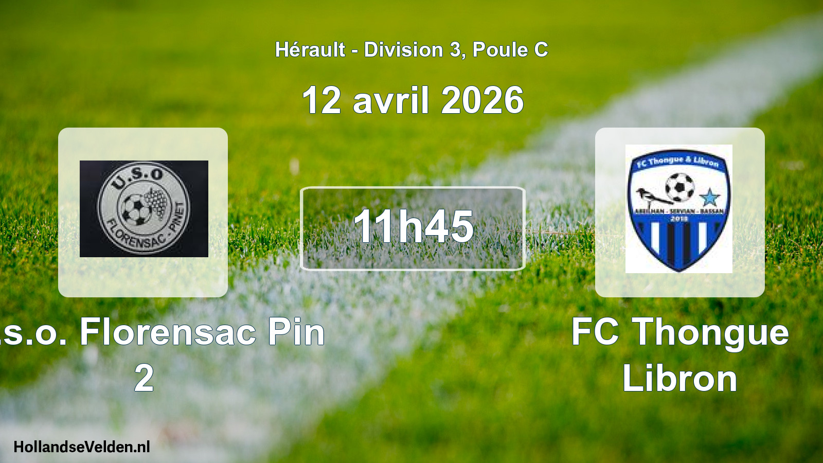 Match programmé: U.s.o. Florensac Pin 2 - FC Thongue Libron (12 avril 2026)