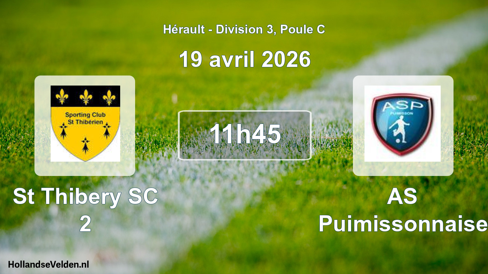 Geplande wedstrijd: St Thibery SC 2 - AS Puimissonnaise (19 april 2026)