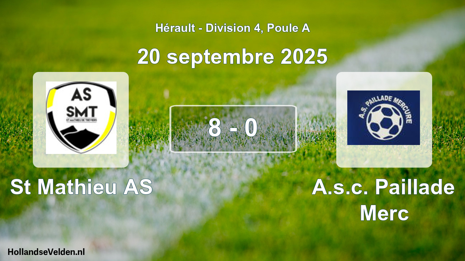 Match joué: St Mathieu AS - A.s.c. Paillade Merc 8 - 0 (20 septembre 2025)